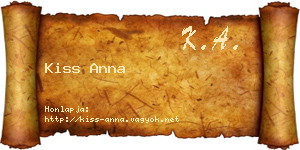 Kiss Anna névjegykártya